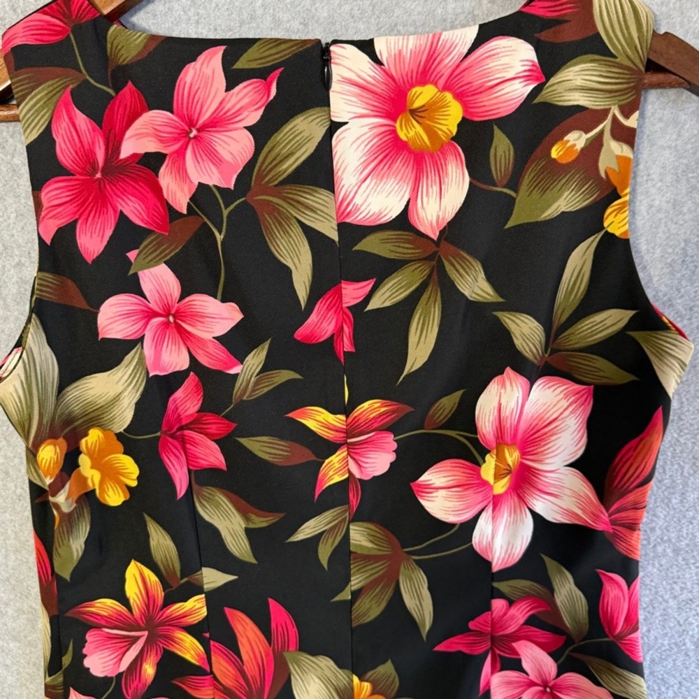Danny & Nicole Black Floral Sleeveless Sheath Dress Size 8 Tropical Vacation - Picture 9 of 12